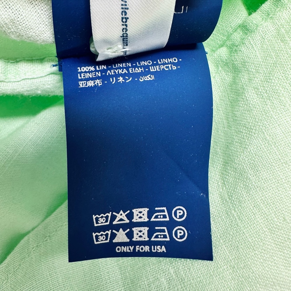 Vilebrequin Caroubis Linen Shirt Size XL Garment Dyed Light Green Vert d'eau - Picture 8 of 13